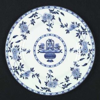 Minton Blue Delft Dinner Plate, Fine China Dinnerware   White, Blue Flowers, Urn