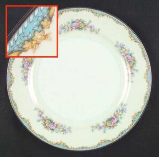 Noritake Ivanhoe Dinner Plate, Fine China Dinnerware   Blue Border,Floral Sprays