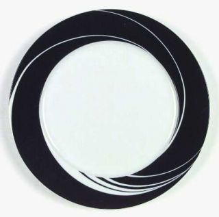 Block China Black Pearl Dinner Plate, Fine China Dinnerware   White Swirls On Bl