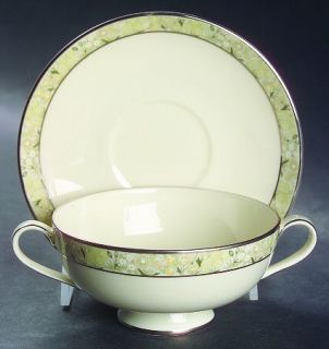 Minton Wimbledon Footed Cream Soup Bowl & Cup Saucer Set, Fine China Dinnerware