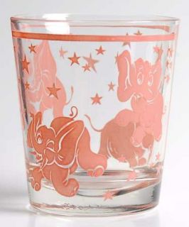 Hazel Atlas Pink Elephant Old Fashioned   Dancing Pink Elephants/Stars, Barware