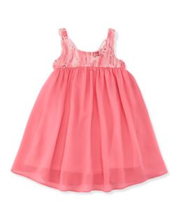 Stappy Back Sequin Yoke Dress, Pink, 4 6X
