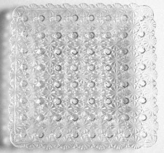 L G Wright Daisy & Button Clear Square Salad Plate   Clear, Pressed Glass No Tri
