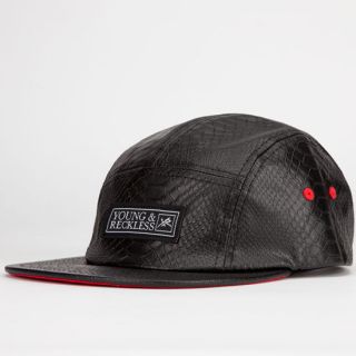 Snakeskin Print Mens 5 Panel Hat Black One Size For Men 2279571