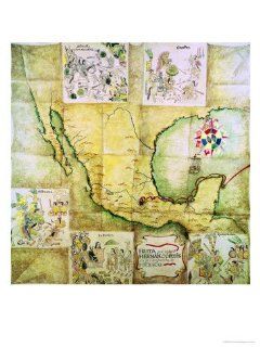Map of the Route Followed by Hernando Cortes During the Conquest of Mexico Giclee Print Art (9 x 12 in)  