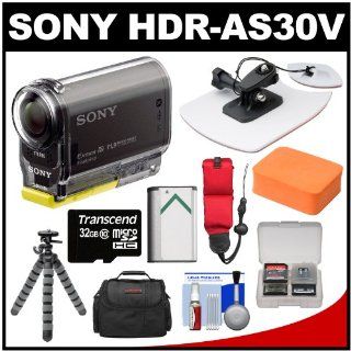 Sony Action Cam HDR AS30V 1080p Wi Fi HD Video Camera Camcorder with Surf Board Mount + 32GB Card + Battery + Case + Tripod Kit  Camera & Photo