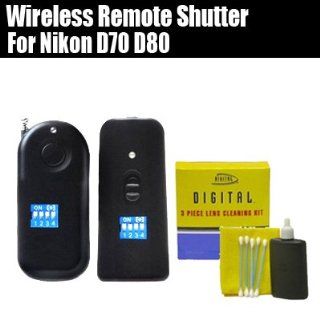 Wireless Remote Shutter Release For Nikon D70 D80 Works Up To 350 Feet Away Up To 16 Different Channels + Free Lens Cleaning Kit  Camera Shutter Release Cords  Camera & Photo