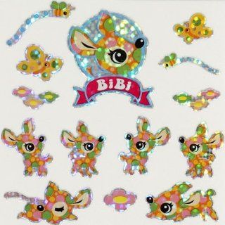 cute glitter deer sticker with rainbow flowers Toys & Games