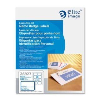 Elite Image Products   Name Badge Labels, Laser/Inkjet, 3 3/8"x2 1/3", 400/BX, BE Brdr   Sold as 1 BX   Create professional looking name badges for any event using your own desktop laser or inkjet printer. Name badge labels are easily formatted w