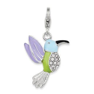 Amore La Vita Sterling Silver Enamel and Swarovski Elements Hummingbird Charm Jewelry