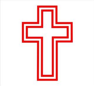 Christian Cross, Religious Cross Decal Sticker Laptop, Notebook, Window, Car, Bumper, EtcStickers 3"x4.5"in. in RED Exterior Window Sticker with  