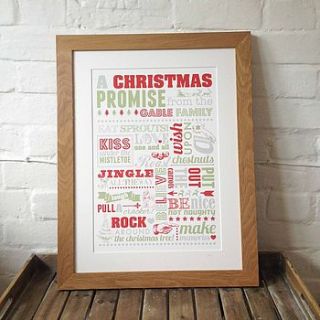 personalised 'christmas family promise' print by jg artwork