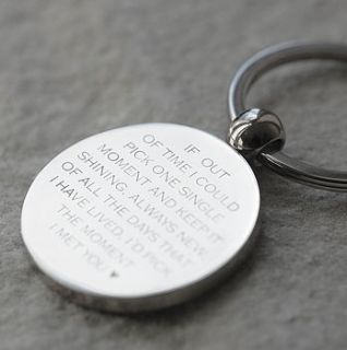 'the moment i met you' key ring by oh so cherished