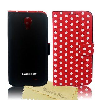 Mavis's Diary Fashion (Red) Polka Dots Leather Flip Case Cover for Samsung Galaxy S4 S IV SIV S 4 Iv Gt i9500 with Soft Clean Cloth Cell Phones & Accessories