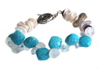 pearl turquoise moonstone topaz bracelet by prisha jewels