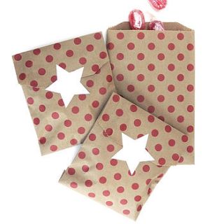 red polka dot paper bags by peach blossom