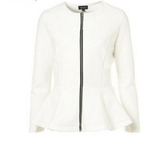 WIIPU slim white jacket with ruffles hem and zipper decoration(J124)