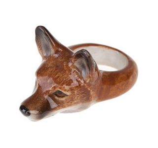 hand painted porcelain fox head ring by bloom boutique