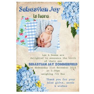 baby boy birth announcement cards by vintage love stationery