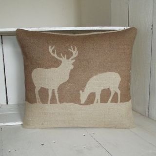 ' stag and deer ' cushion by rustic country crafts