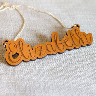personalised wooden name necklace by finest imaginary