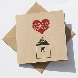 house and heart greeting card by clothkat