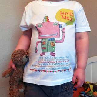 personalised child's robot t shirt by alice palace