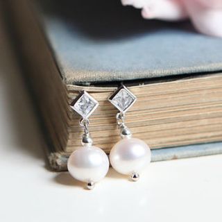 cultured freshwater pearls drop earrings by beautiful day