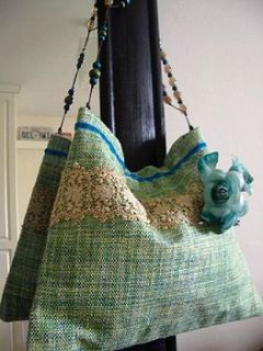 handmade lime green tweed handbag by shingle mile