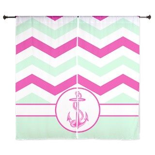 Mint and Hot Pink Chevron Anchor Curtains by TheHappyWhale