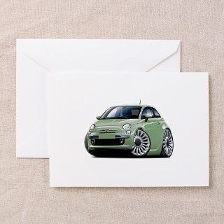 Fiat 500 Lt. Green Car Greeting Cards (Pk of 10) by MaddDoggsImportCars