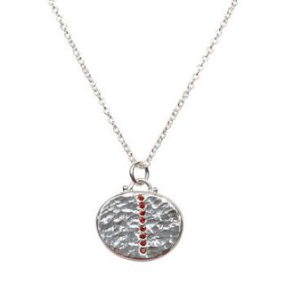 silver disc necklace with red garnet by decï