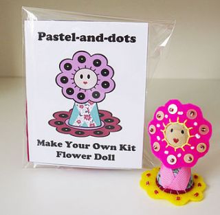 make your own flower doll kit by pastel and dots