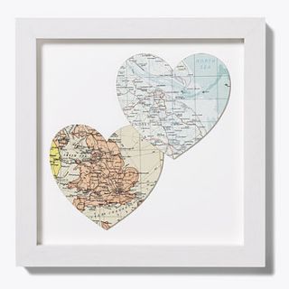 bespoke map heart duo by bombus