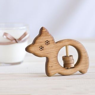 organic wooden baby rattle cat by wooden toy gallery