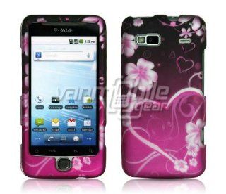 PINK HEARTS RUBBERIZED DESIGN CASE + LCD SCREEN PROTECTOR + CAR CHARGER for H Cell Phones & Accessories