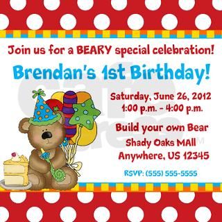Bear Birthday Invitation Invitations by CupcakesandSprinklesBirthdayTees