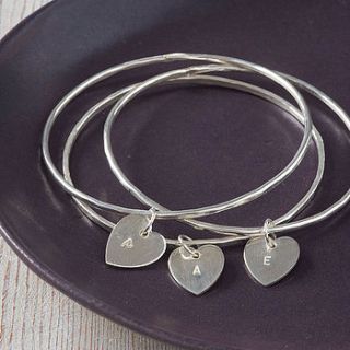personalised heart bangle by cabbage white england