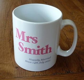 personalised mr and mrs mugs by sleepyheads