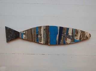 driftwood fish by fish and ships coastal art