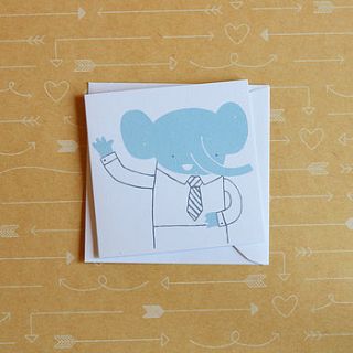 hello elephant screenprinted card by the imagination of ladysnail