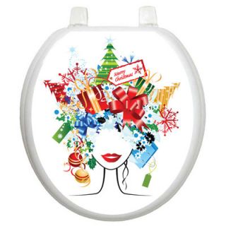 Toilet Tattoos Holiday Christmas Lady Toilet Seat Decal