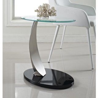 Powell Furniture Modern Chairside End Table   Glass Accent Tables For Living Room