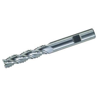 Bassett MRA Series Solid Carbide High Performance Roughing End Mill, Uncoated (Bright) Finish, 3 Flute, Square End, 0.875" Cutting Length, 3/8" Cutting Diameter, 2 1/2" Length (Pack of 1) Square Nose End Mills