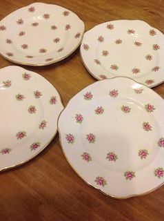 four vintage duchess melody cake plates by once upon a tea cup