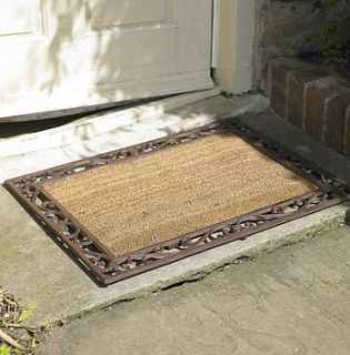 cast iron & coir rectangular door mat by dibor