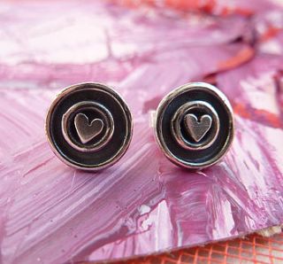 silver heart circle stud earrings by alisonbaxterjewellery