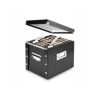 Ideastream Products Products   Collapsible File Box, w/ Chrome Handles, f/Letter Folders, BK   Sold as 1 EA   Desktop or archival filing is easy to store. With heavy duty fiberboard panels and industrial size snaps, collapsible file box ships and stores fl