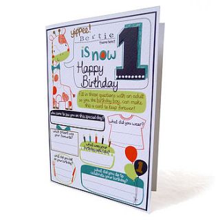personalised boy's 1st birthday card by tandem green