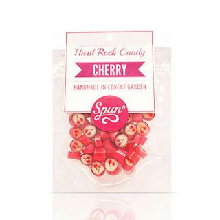 cherry hard rock candy in a bag by spun candy